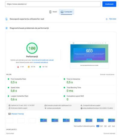 SEO Tehnic - rezultate viteza de incarcare site pe computer SEO Tehnic - rezultate viteza de incarcare site pe computer